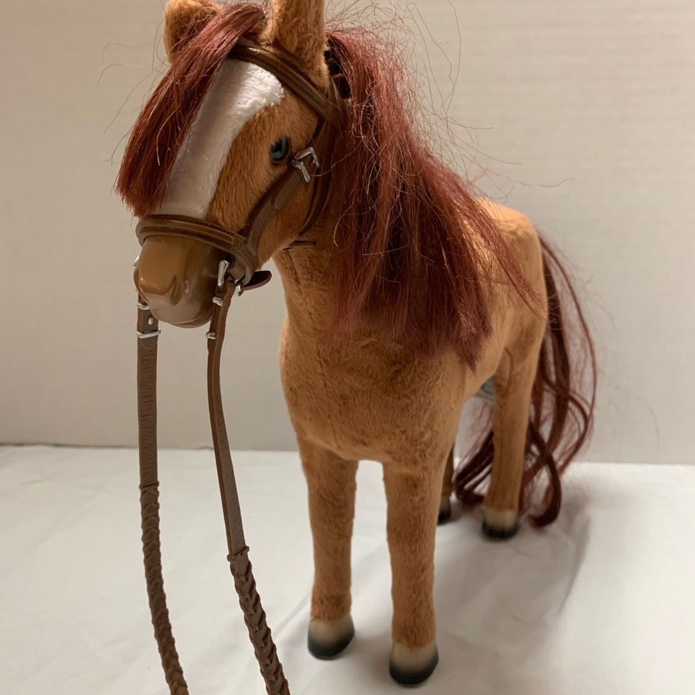 American girl horse ran and white 11”x11” furry